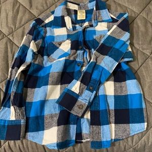 Boys blue flannel long sleeve button down